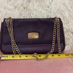 Authentic Michael Kors Purple/ Plum Leather Shoulder Bag with Gold Hardware